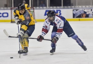 playing ice hockey